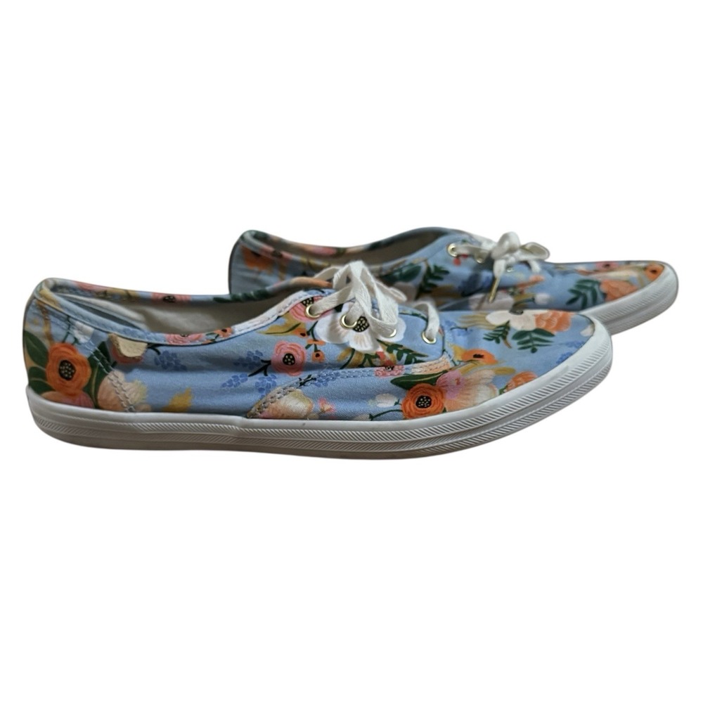Keds Rifle Paper Co Garden Party Sneakers Womens 9.5 Blue Lace Up Floral Shoes - Picture 4 of 8